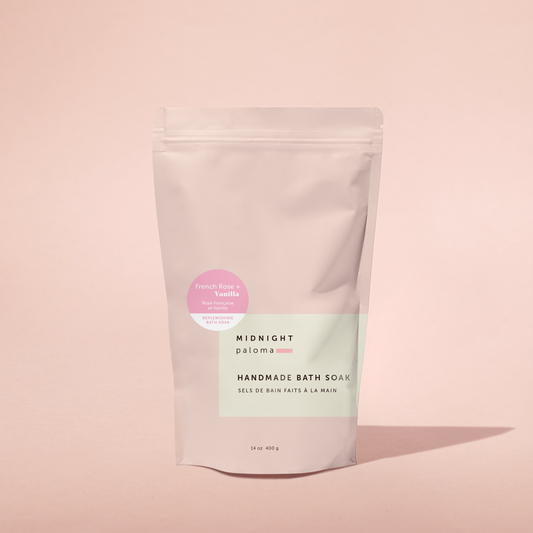French Rose + Vanilla Replenishing Bath Soak.